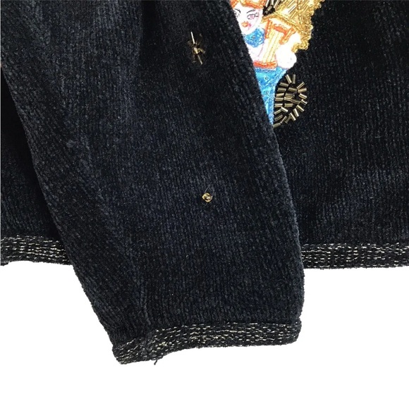 Christopher Radko BellPointe Womens Ugly Christmas Sweater M Black Beaded Angels - Picture 4 of 11